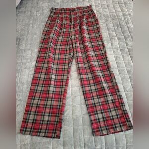Women's High Waisted Plaid Trousers